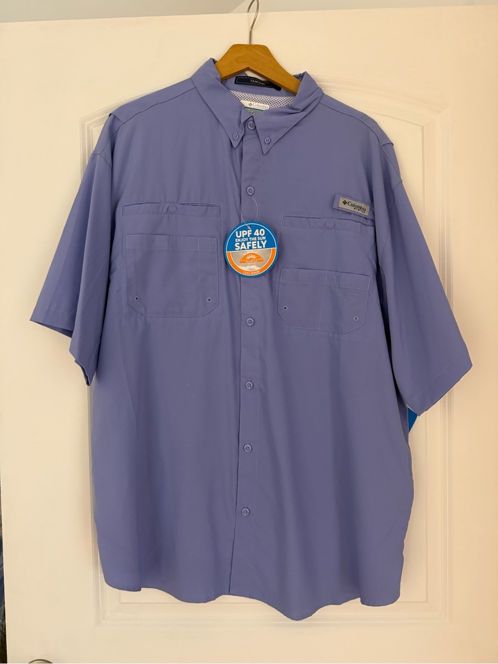 Columbia Men’s Short-Sleeve Button-Down Shirt — XL Blue